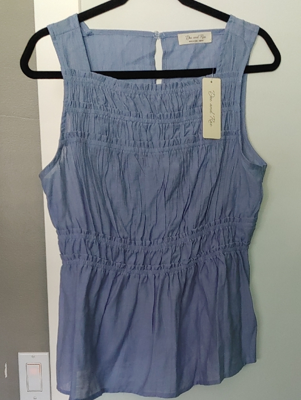 Dee and Rae Light Blue Smocked Tank Top